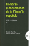 HOMBRES Y DOCUMENTOS DE LA FILOSOFÍA ESPAÑOLA VIII-1 ADDENDA A-F | 9788490455579 | Portada