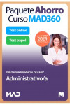Paquete Ahorro Curso MAD360 + Test PAPEL y ONLINE Administrativo/a Diputación Provincial de Cádiz | 9788414280522 | Portada